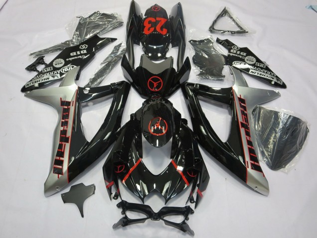 Black Grey Jordan 2008-2010 GSXR 600-750 Motorcycle Fairing