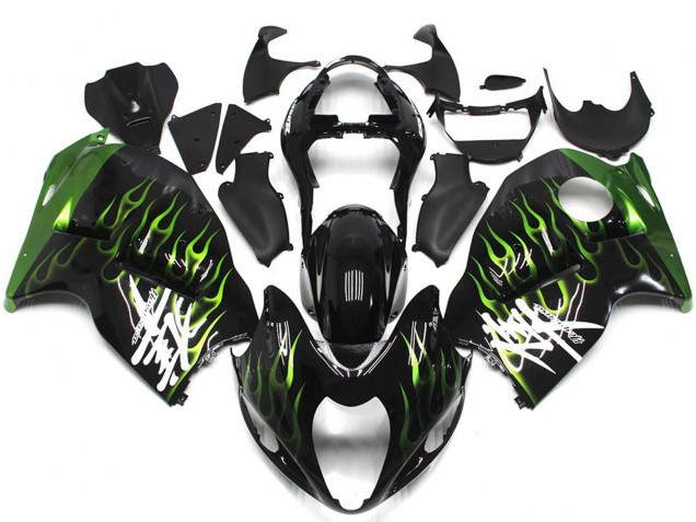 Black with Deep Green Flame 1997-2007 GSXR 1300 Hayabusa Motorcycle Fairing Black with Deep Green Flame 1997-2007 GSXR 1300 Hayabusa Motorcycle Fairing