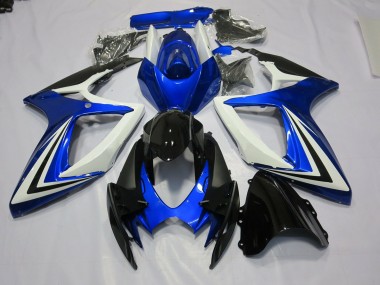 Blue Black and White 2006-2007 GSXR 600-750 Motorcycle Fairing