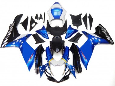 Blue Style With Red Stars 2011-2024 GSXR 600-750 Motorcycle Fairing