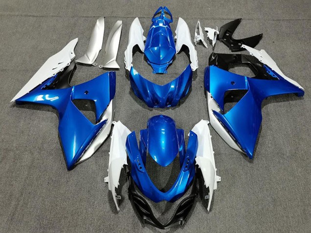 Blue White and Silver 2009-2016 GSXR 1000 Motorcycle Fairing