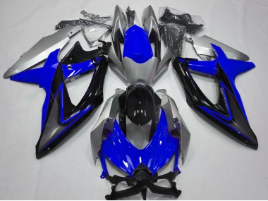 Blue and Silver 2008-2010 GSXR 600-750 Motorcycle Fairing