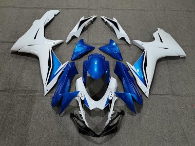 Blue and White 2011-2024 GSXR 600-750 Motorcycle Fairing