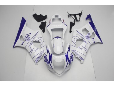 Blue and White Corona 2003-2004 GSXR 1000 Motorcycle Fairing