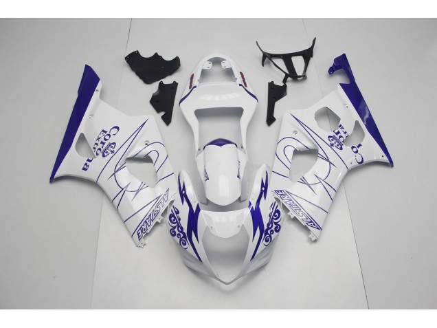 Blue and White Corona 2003-2004 GSXR 1000 Motorcycle Fairing