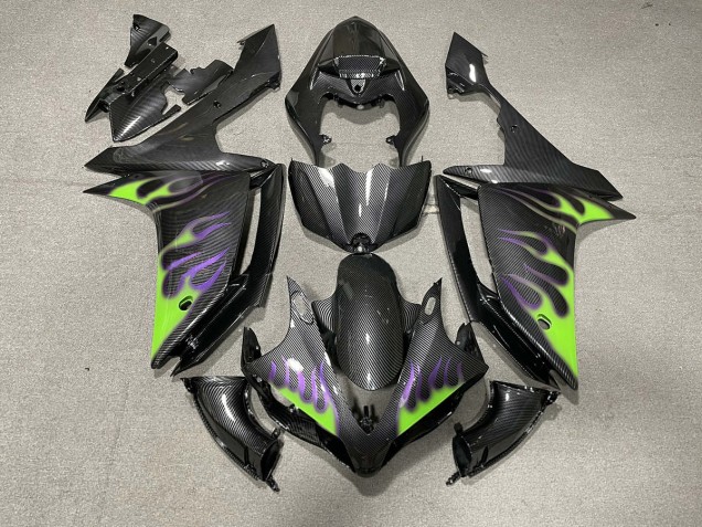 Carbon Fiber Style with Flames 2007-2008 R1 Motorcycle Fairing