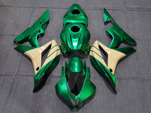 Emerald Green and Tan 2007-2008 CBR600RR Motorcycle Fairing