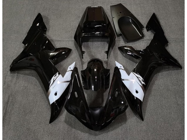Gloss Black White and Silver 2002-2003 R1 Motorcycle Fairing Gloss Black White and Silver 2002-2003 R1 Motorcycle Fairing