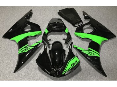 Gloss Black and Green 2003-2004 R6 Motorcycle Fairing