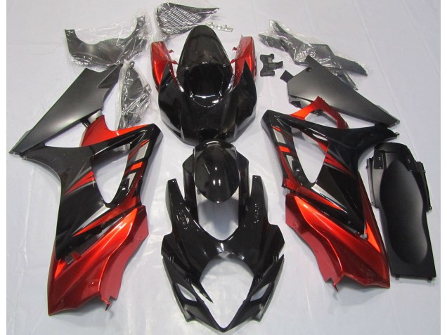Gloss Black and Red 2007-2008 GSXR 1000 Motorcycle Fairing