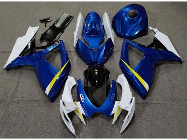 Gloss Blue White and Yellow 2006-2007 GSXR 600-750 Motorcycle Fairing