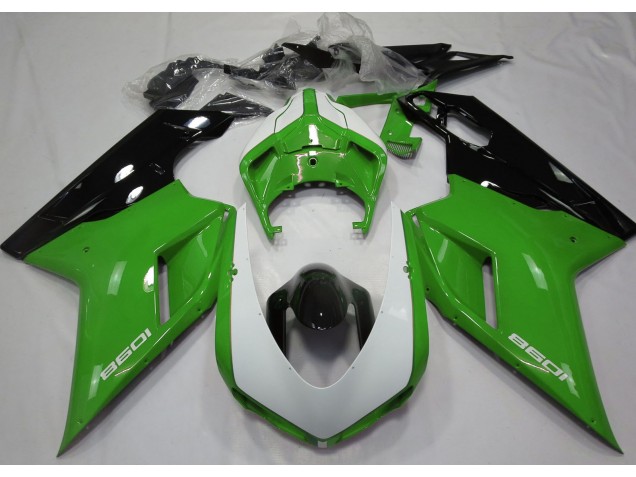 Gloss Green & White 2007-2014 Ducati 848 1098 1198 Motorcycle Fairing Gloss Green & White 2007-2014 Ducati 848 1098 1198 Motorcycle Fairing