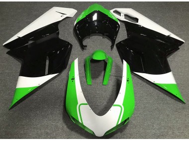 Gloss Green White and Black 2007-2014 Ducati 848 1098 1198 Motorcycle Fairing