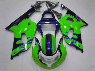 Gloss Green and Blue 2001-2003 GSXR 600-750 Motorcycle Fairing