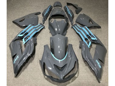 Gloss Grey & Light Blue 2012-2021 ZX14R Motorcycle Fairing
