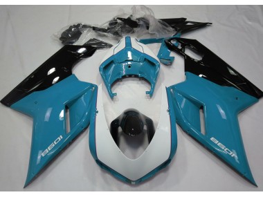 Gloss Light Blue & White 2007-2014 Ducati 848 1098 1198 Motorcycle Fairing