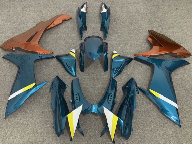 Gloss Light Blue and Orange 2011-2024 GSXR 600-750 Motorcycle Fairing