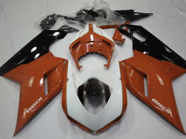 Gloss Orange & White 2007-2014 Ducati 848 1098 1198 Motorcycle Fairing