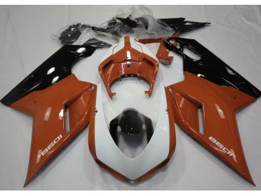 Gloss Orange & White 2007-2014 Ducati 848 1098 1198 Motorcycle Fairing