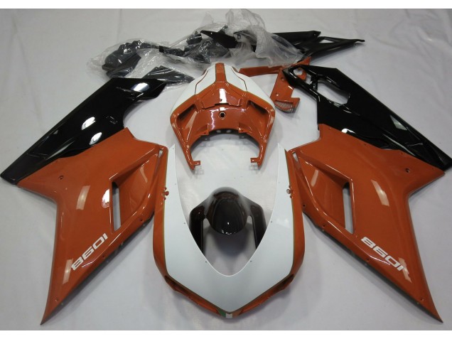 Gloss Orange & White 2007-2014 Ducati 848 1098 1198 Motorcycle Fairing