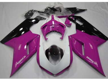 Gloss Pink & White 2007-2014 Ducati 848 1098 1198 Motorcycle Fairing