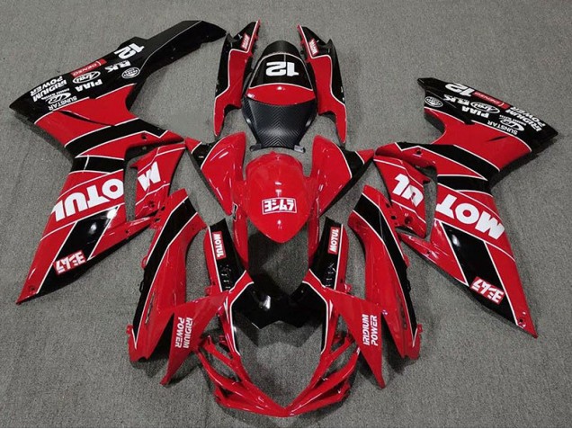 Gloss Red and Black Motul 2011-2024 GSXR 600-750 Motorcycle Fairing