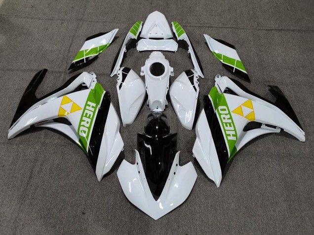 Gloss White Black and Green 2015-2018 R3 Motorcycle Fairing Gloss White Black and Green 2015-2018 R3 Motorcycle Fairing