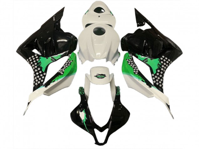 Gloss White & Green Splatter 2009-2012 CBR600RR Motorcycle Fairing Gloss White & Green Splatter 2009-2012 CBR600RR Motorcycle Fairing