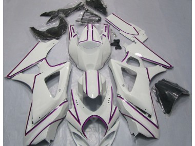 Gloss White Pink Pin Stripe 2007-2008 GSXR 1000 Motorcycle Fairing