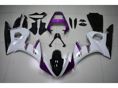Gloss White & Purple Accents 2003-2004 R6 Motorcycle Fairing