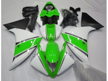 Gloss White and Green 2009-2011 R1 Motorcycle Fairing
