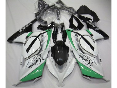 Gloss White and Green 2013-2018 Ninja 300 Motorcycle Fairing
