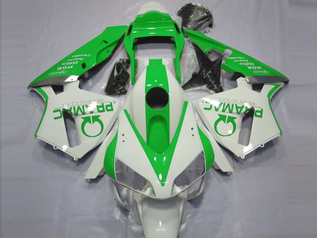 Gloss White and Green PRAMAC 2003-2004 CBR600RR Motorcycle Fairing