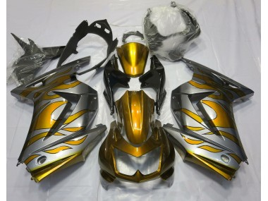 Gold and Silver Flame 2008-2012 Ninja 250 Motorcycle Fairing