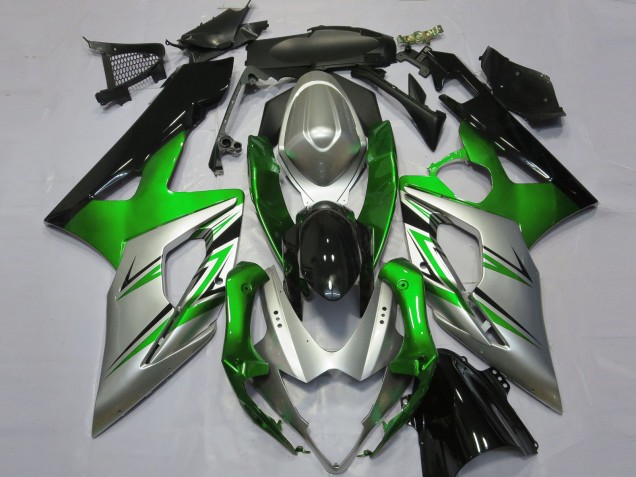 Green Silver and Black 2005-2006 GSXR 1000 Motorcycle Fairing