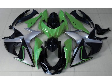 Green Silver and Black 2009-2016 GSXR 1000 Motorcycle Fairing