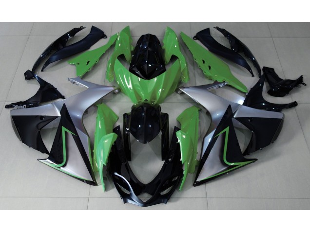 Green Silver and Black 2009-2016 GSXR 1000 Motorcycle Fairing