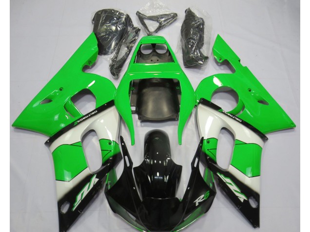 Green White and Black 1998-2002 R6 Motorcycle Fairing Green White and Black 1998-2002 R6 Motorcycle Fairing