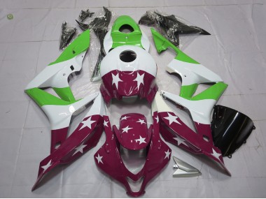Green and Maroon Stars and Stripes 2007-2008 CBR600RR Motorcycle Fairing