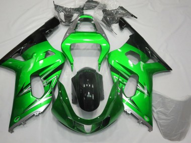 Green and Silver 2001-2003 GSXR 600-750 Motorcycle Fairing