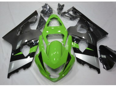 Green and Silver 2004-2005 GSXR 600-750 Motorcycle Fairing