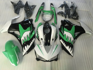 Green and White Shark 2015-2018 R3 Motorcycle Fairing