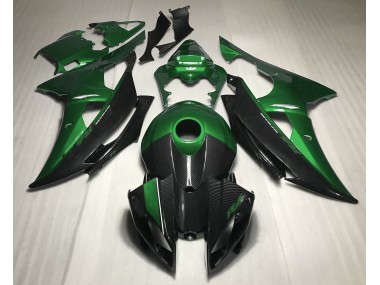 Green w Carbon Fiber Style 2008-2016 R6 Motorcycle Fairing