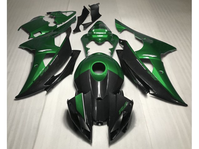 Green w Carbon Fiber Style 2008-2016 R6 Motorcycle Fairing
