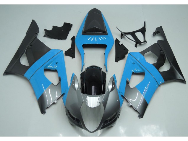 Light Blue Silver and Black 2003-2004 GSXR 1000 Motorcycle Fairing
