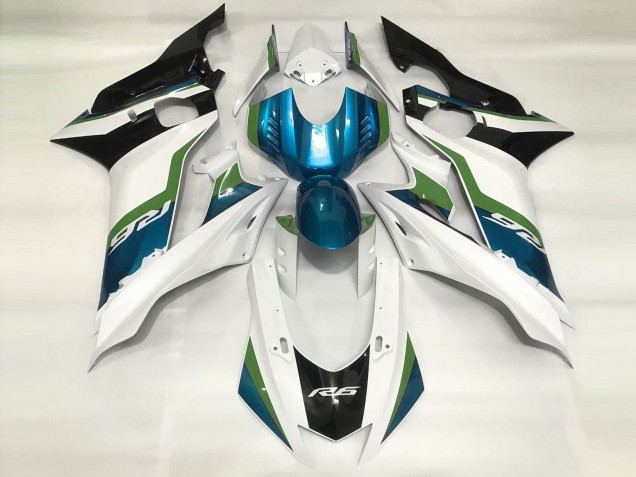 Light Blue and Gloss White 2017-2021 R6 Motorcycle Fairing