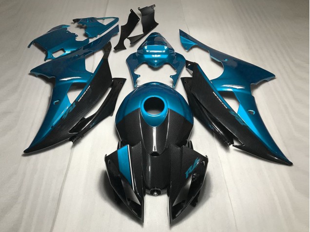 Light Blue w Carbon Fiber Style 2008-2016 R6 Motorcycle Fairing
