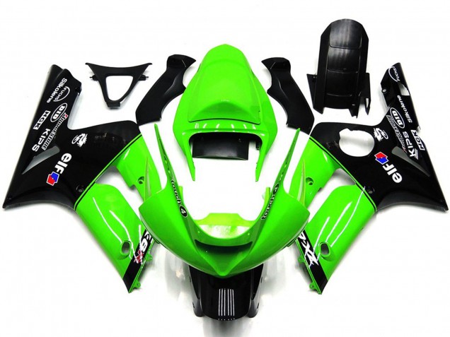 Light Green and Black Elf 2003-2004 ZX6R Motorcycle Fairing