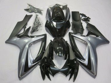 Light Silver And Black 2006-2007 GSXR 600-750 Motorcycle Fairing