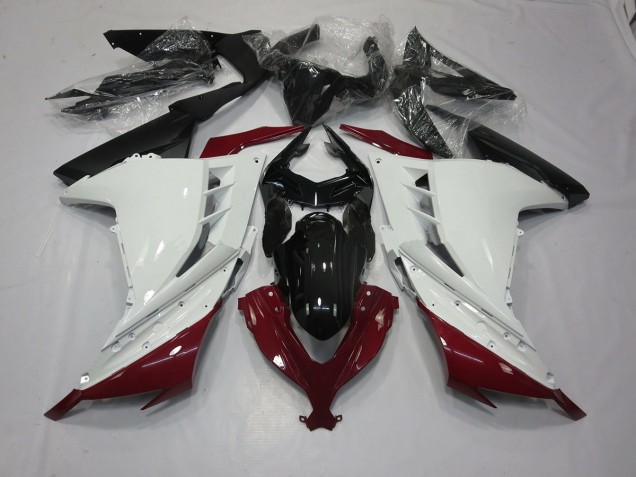 Maroon and White 2013-2018 Ninja 300 Motorcycle Fairing